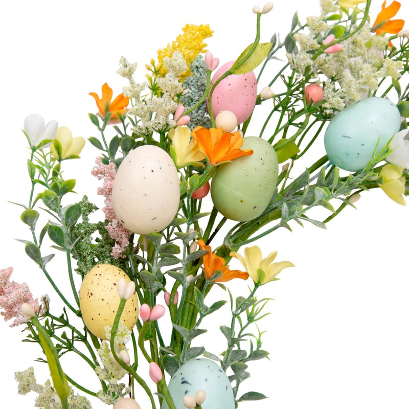 VGIA 18 inch Easter Egg Wreath with Mixed Twigs and Flowers - Spring Door Wreath with Colorful Eggs for Indoor and Outdoor Home Decor - Image 3