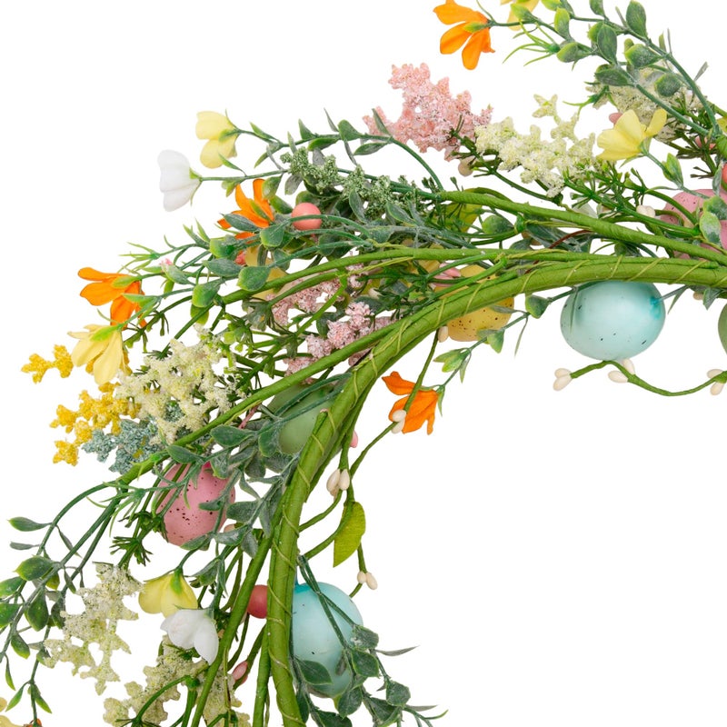 VGIA 18 inch Easter Egg Wreath with Mixed Twigs and Flowers - Spring Door Wreath with Colorful Eggs for Indoor and Outdoor Home Decor - Image 5