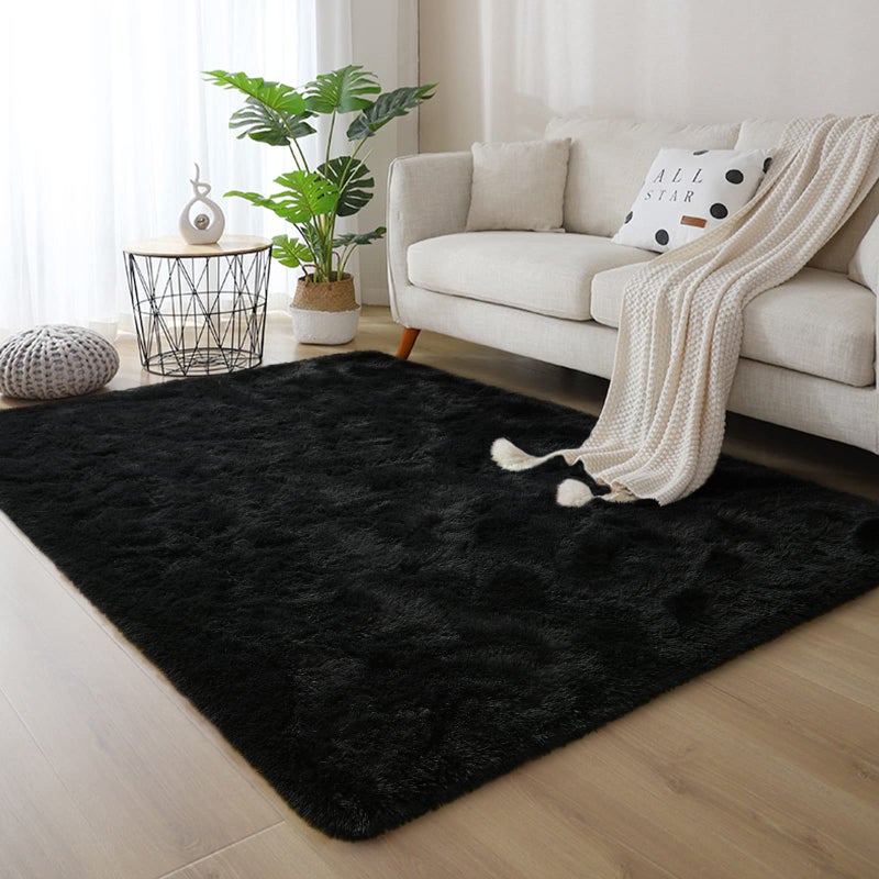 DweIke Fluffy Black Rugs for Bedroom Living Room, 4x6 Feet Soft Plush Shaggy Dark Girls Boys Kids Rug, Non-Slip and Machine Washable Carpet for Dorm Nursery Classroom Decor - Image 5