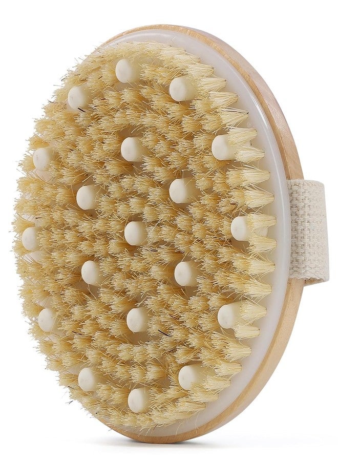 Shrux فرشاة استحمام خشبية من شروكس مزودة بعقد تدليك للتنظيف الجاف | فرشاة استحمام رطبة وجافة للسيلوليت والجهاز اللمفاوي، مناسبة لجميع أنواع البشرة | مقشر للجسم | فرشاة استحمام سداسية - Image 1