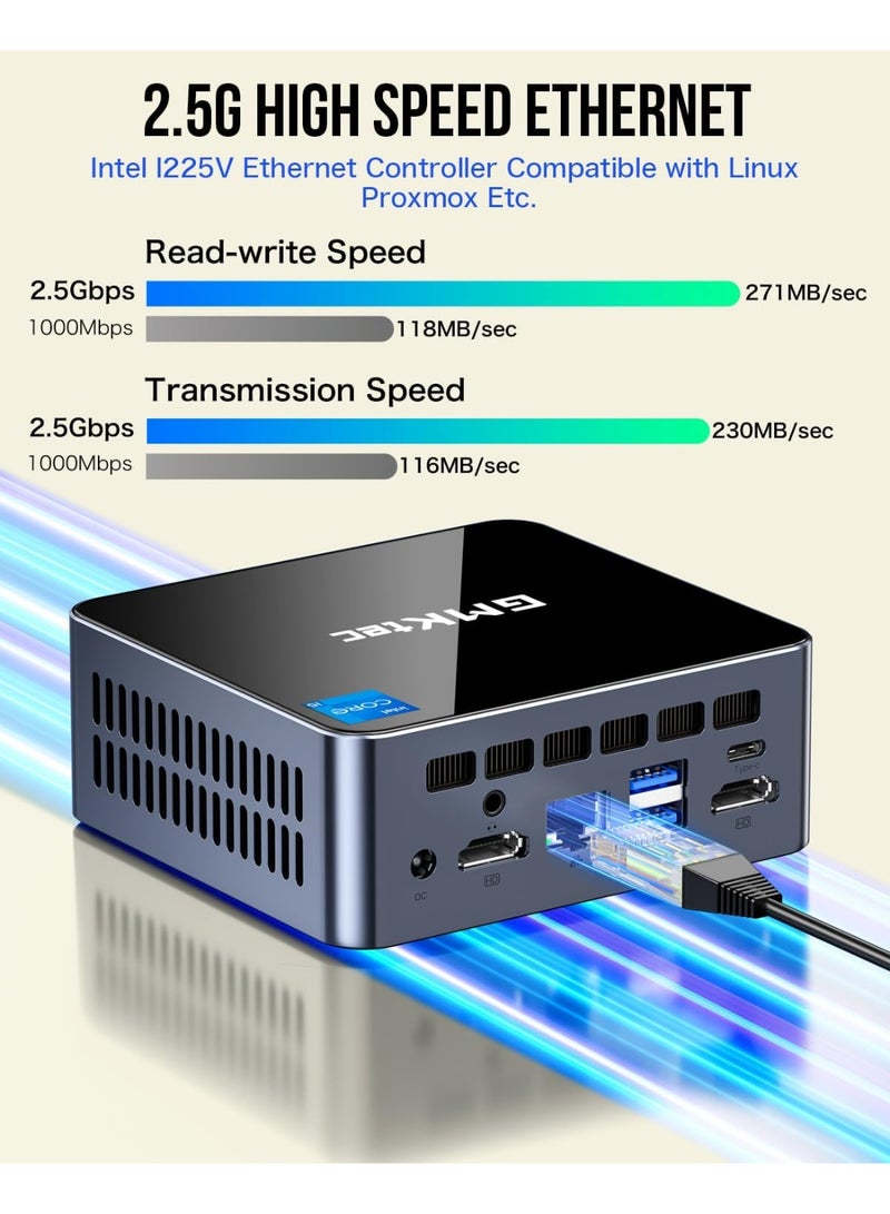 GMKtec Ultracompact Mini PC Desktop NucBox M3 with Intel Core i5-12450H Processor (Turbo Up to 4.4GHz) 32GB DDR4 RAM 1TB M.2 NVMe SSD Windows 11 Pro USB 3.2 Type-C Wi-Fi 6 Bluetooth 5.2 2.5G LAN 4K Triple Display Compact Computer NucBox M3 - Image 3