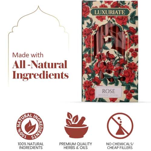 LUXURIATE Rose Gulab Bambooless Incense Dhoop | Natural Herbal Incense Organic Incense, Long-Lasting Incense Stick, Agarbatti for Puja | Luxury Premium Incense - Pack of 1 (20 Sticks) - Image 5