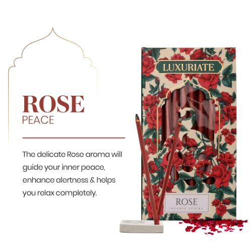 LUXURIATE Rose Gulab Bambooless Incense Dhoop | Natural Herbal Incense Organic Incense, Long-Lasting Incense Stick, Agarbatti for Puja | Luxury Premium Incense - Pack of 1 (20 Sticks) - Image 2