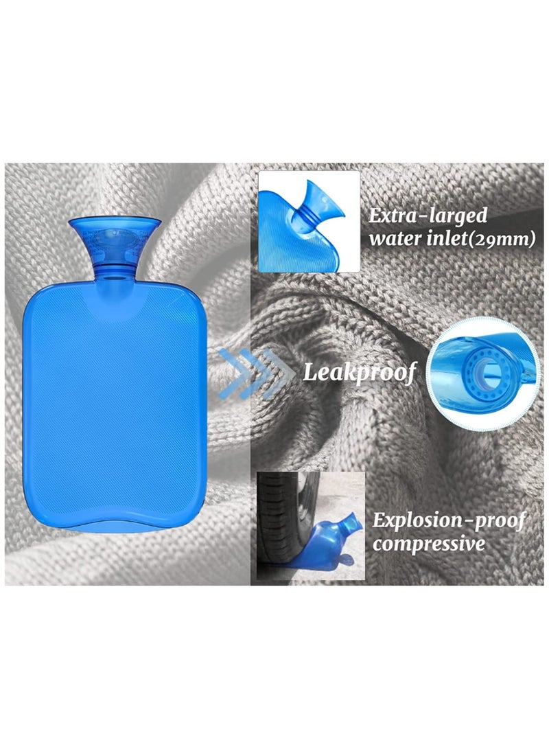 LEVGLAKE Hot Water Bottle with Knitted Cover 2L Hot Water Bag for Hot and Cold Compress Hand Feet Warmer Ideal for Menstrual Cramps Neck and Shoulder Pain Relief - Image 2