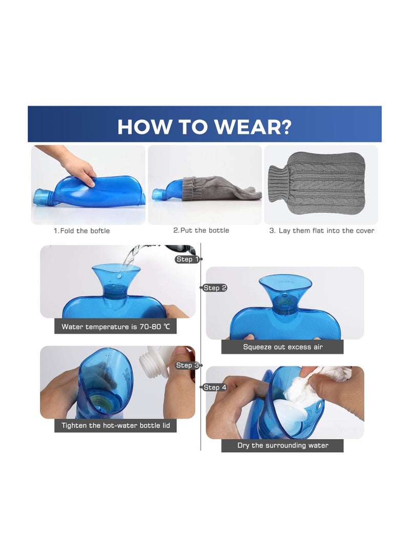 LEVGLAKE Hot Water Bottle with Knitted Cover 2L Hot Water Bag for Hot and Cold Compress Hand Feet Warmer Ideal for Menstrual Cramps Neck and Shoulder Pain Relief - Image 4
