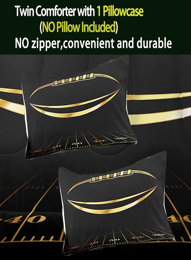 Bodhi Black and Gold Football Comforter Set Full for Boys Kids Sport Comforter Football Bedding Set American Football Comforter with Pillowcase,Soft Football Quilt,Full Size - Image 4