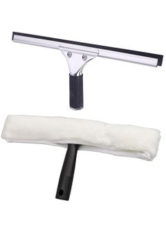 RACO Glass Cleaning Combo 12” | Window Squeegee + Microfiber Glass Wiper for Bathroom, Shower, Car, and Windows  - Image 1