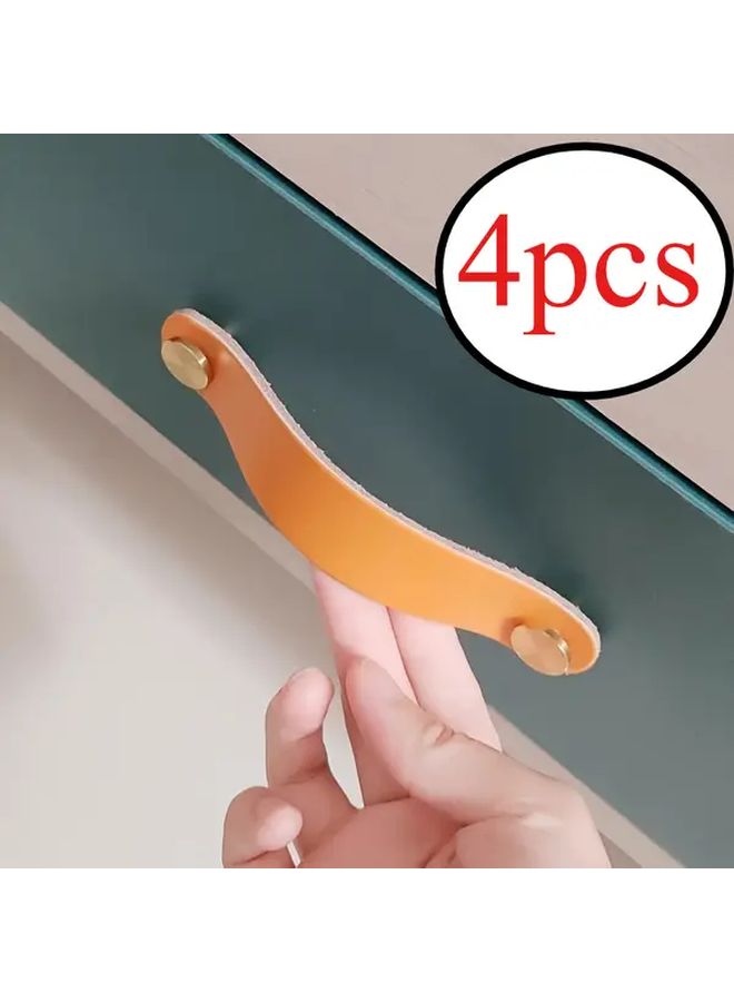 Nordic Style 4pcs Anti Collision Leather Handles 2 76in For Cabinets Wardrobes Drawers - Image 1