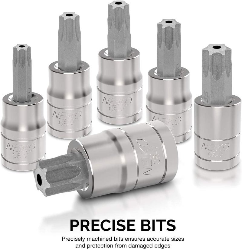 Neiko NEIKO 10073A Tamper Proof Torx Bit Socket Set |13-Piece | S2 Steel Bits & Cr-V Steel Sockets | TT8 – TT60  - Image 3