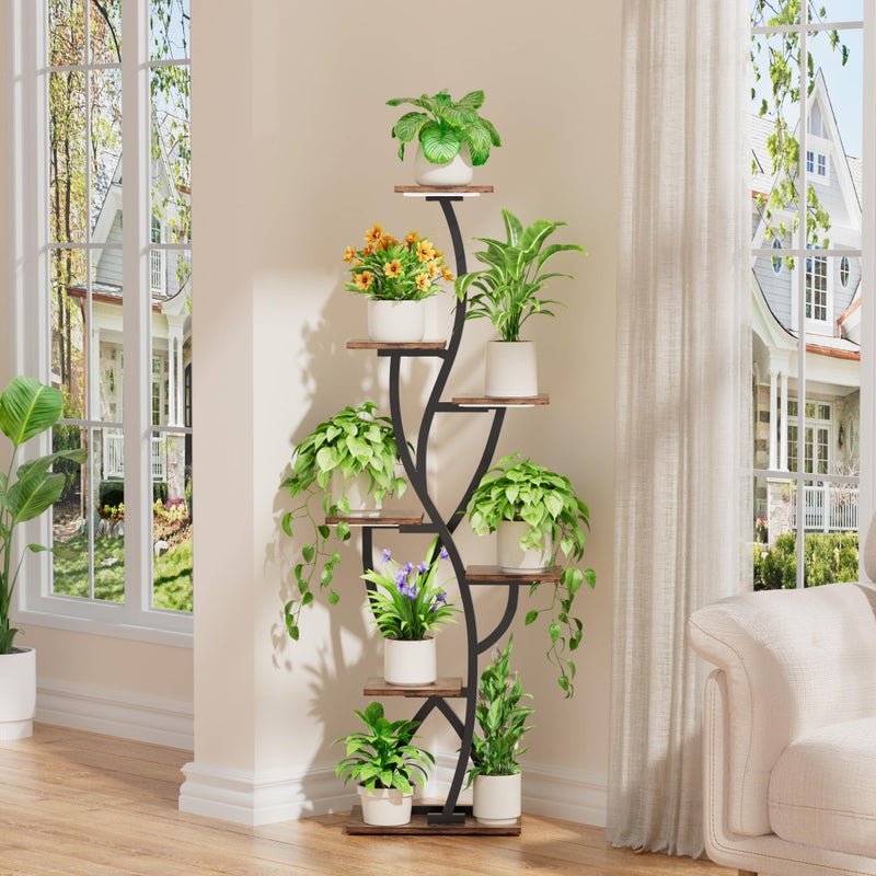 EVAWOO Plant Stand Indoor with Grow Lights - 58" Corner Plant Shelf Indoor, 7 Tiered Tall Lighted Plant Stand for Indoor Multiple Plants, Flower Stands Display Rack Holder for House, Patio, Black - Image 2