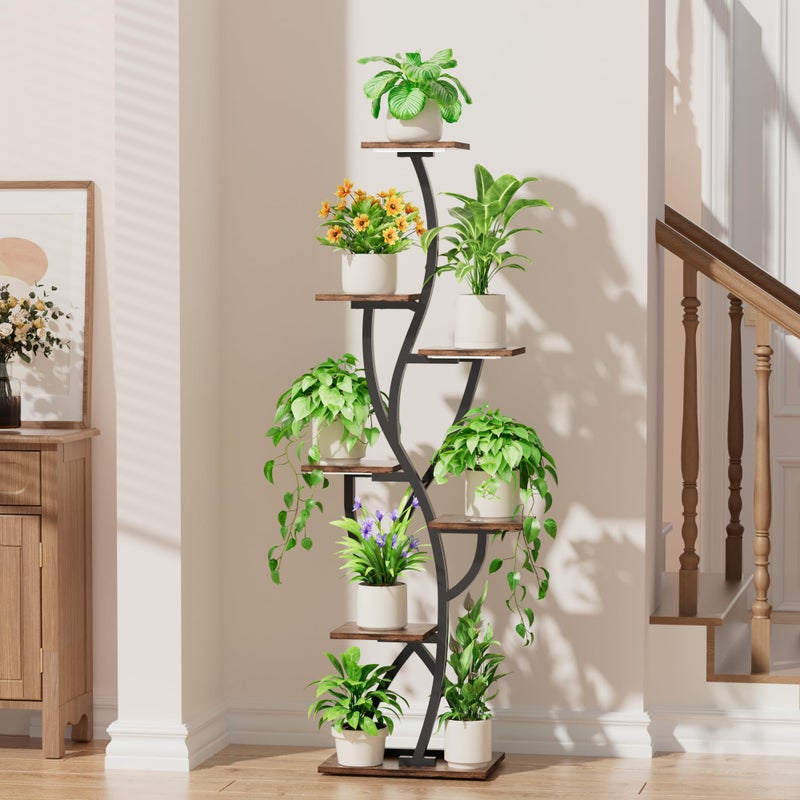EVAWOO Plant Stand Indoor with Grow Lights - 58" Corner Plant Shelf Indoor, 7 Tiered Tall Lighted Plant Stand for Indoor Multiple Plants, Flower Stands Display Rack Holder for House, Patio, Black - Image 4