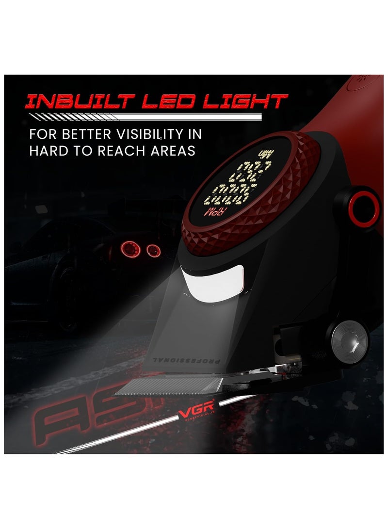 VGR Professional Hair Clipper V-001, LED Display & Light, 5-Level Tapered Arm, 10 Combs & 4600mAh Battery Adapter - Image 5