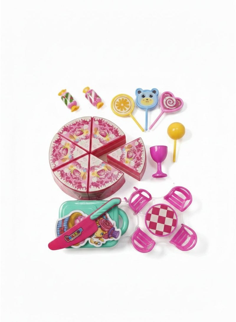Kids Cake and Dessert Pretend Play Set with Cutting Tools Serving Accessories and Kitchen Toys, Role Play Toy for Imagination Coordination Fun and Gifts