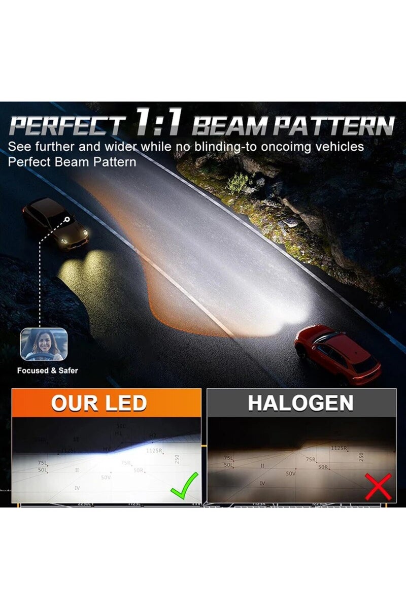 إيروريكس مصابيح سيارة Dualvision عدد 2، H7 H4 H1 9006 H11 9005، مصابيح أمامية LED فائقة السطوع، شعاع عالي ومنخفض، مصابيح ضباب... - Image 4