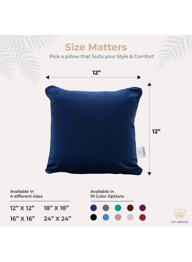 ماي ارمور وسادة مربعة من الألياف الدقيقة من ماي آرمور، وسادة للأريكة والسيارة والديكور (12 × 12 بوصة أو 30.5 × 30.5 سم (عبوة من 5 قطع)، غطاء مخملي أزرق داكن) - Image 2