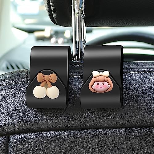 wolpin Car Backseat Headrest Hook (Pack of 2) ABS | Cherry & Bow Girl Design | Universal Hanger for Handbag Wallet Keys Grocery Bags | Durable Car Seat Organiser Space Saver Hook - Image 2