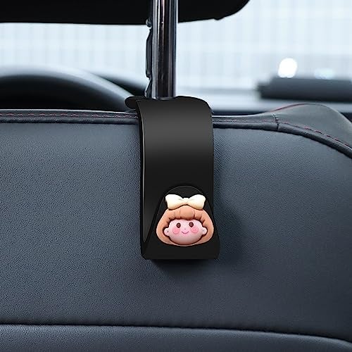 wolpin Car Backseat Headrest Hook (Pack of 2) ABS | Cherry & Bow Girl Design | Universal Hanger for Handbag Wallet Keys Grocery Bags | Durable Car Seat Organiser Space Saver Hook - Image 4
