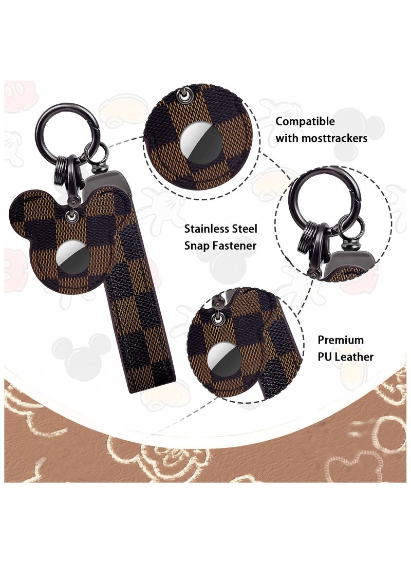 ILovhaprty Brown Cartoon Pattern Leather Car Keychain, Key Chains Accessories for Car Keys Kawaii Charms for Bag  - Image 2