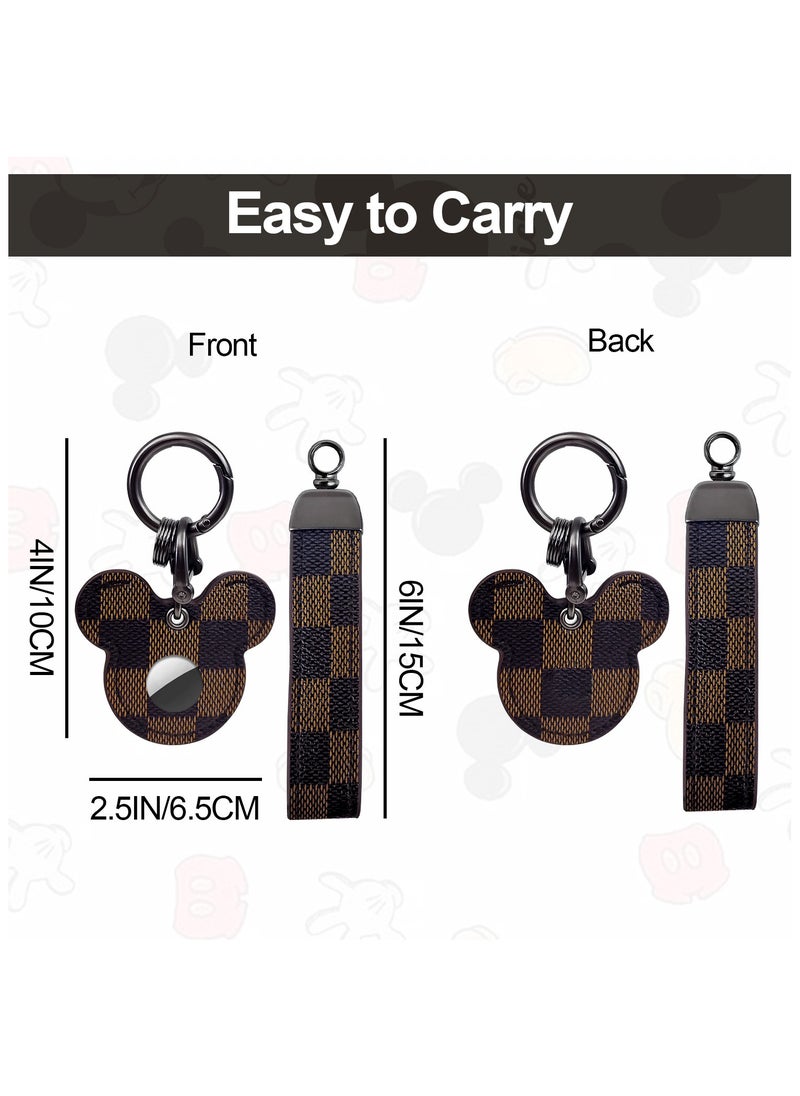 ILovhaprty Brown Cartoon Pattern Leather Car Keychain, Key Chains Accessories for Car Keys Kawaii Charms for Bag  - Image 3