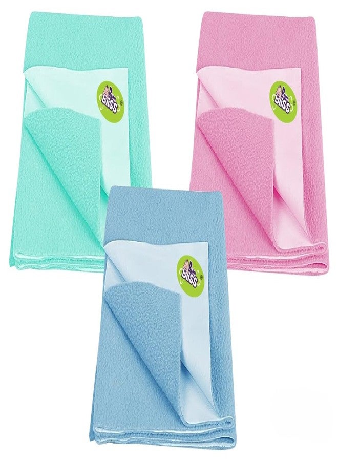 BumBliss® Rapidry Waterproof & Quick Dry Baby Sheet | Soft Anti-Pilling Fleece, Extra Absorbent Bed Protector (Small 70×50 cm) Pack of 3, Sky Blue, Light Purple & Mint Green S- 22 - Image 1
