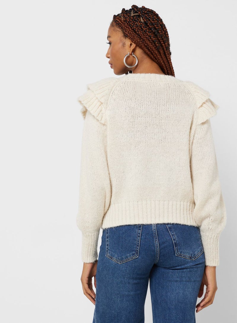 ONLY Ruffle Sleeve Knitted Sweater  - Image 2