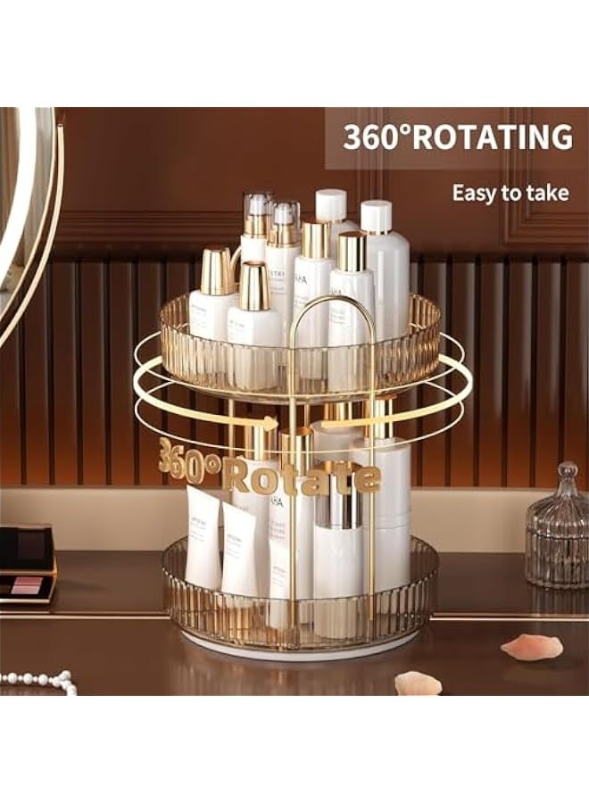 تراسل حامل عطور فاخر من الأكريليك، منظم حمام، منظم مكياج دوار 360 درجة ورف للعناية بالبشرة، منظم وتخزين للسطح، رف توابل  - Image 2