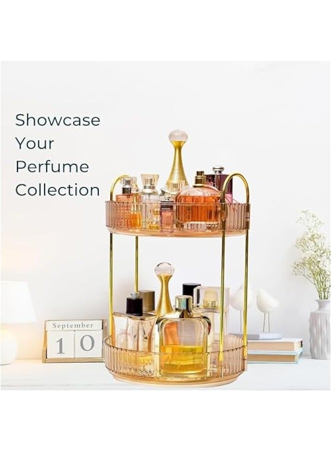 تراسل حامل عطور فاخر من الأكريليك، منظم حمام، منظم مكياج دوار 360 درجة ورف للعناية بالبشرة، منظم وتخزين للسطح، رف توابل  - Image 3
