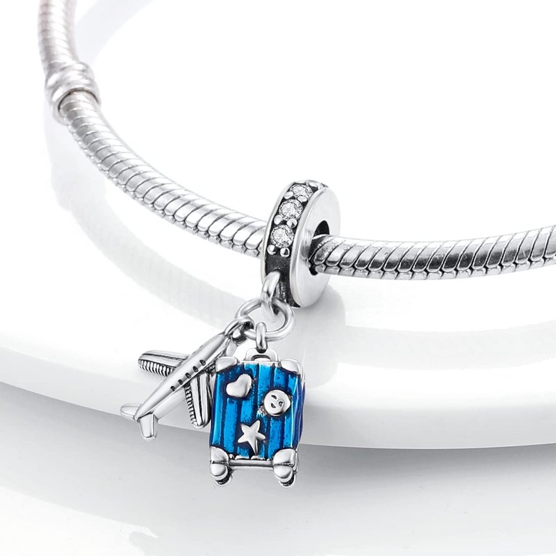 MULA 925 Sterling Silver Charms for Bracelets and Necklaces Family Letters Dangle Pendants Airplane Travel Beads Family Tree Jewelry Charms for Women - Image 3