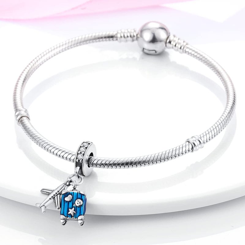 MULA 925 Sterling Silver Charms for Bracelets and Necklaces Family Letters Dangle Pendants Airplane Travel Beads Family Tree Jewelry Charms for Women - Image 2