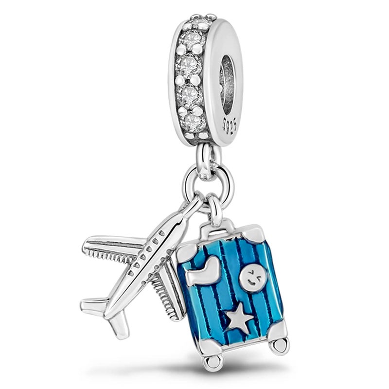 MULA 925 Sterling Silver Charms for Bracelets and Necklaces Family Letters Dangle Pendants Airplane Travel Beads Family Tree Jewelry Charms for Women - Image 1