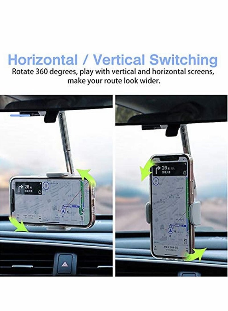 SYOSI 360 Degree Rearview Mirror Phone Holder Universal Car Mount Clip Suitable for Most 4 to 6.1 Inch Mobile Phones - Image 5