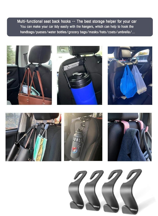 Car Seat Headrest Hooks 4 Pcs Hook Storage Organizer Universal Handbag Wallet Cover Fits Universal Vehicle Car Black S Type - Image 3