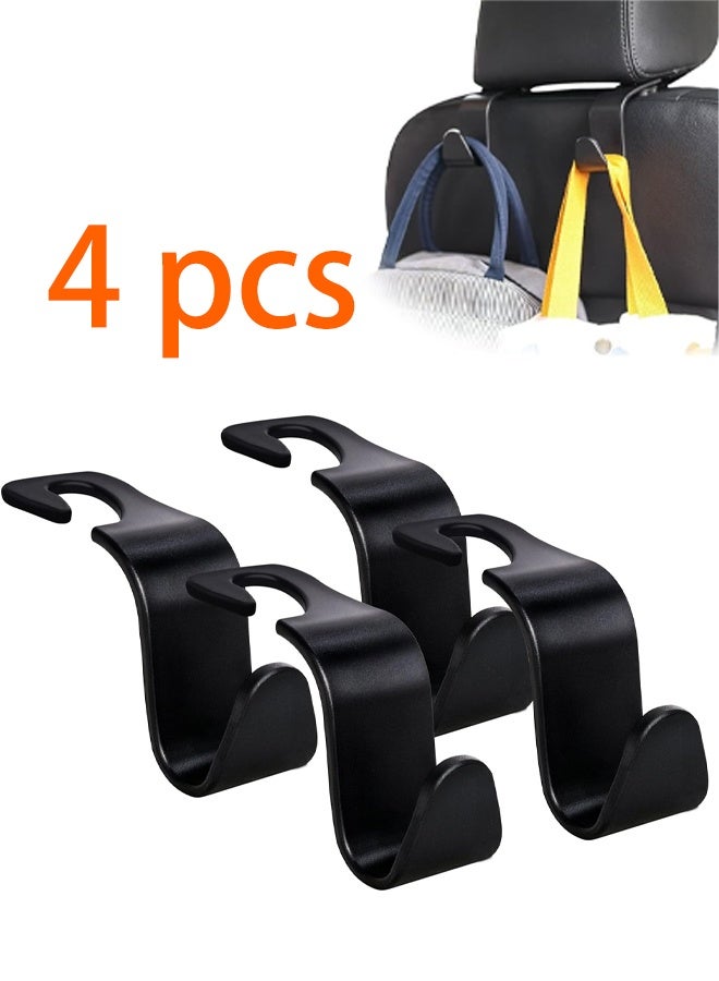 Car Seat Headrest Hooks 4 Pcs Hook Storage Organizer Universal Handbag Wallet Cover Fits Universal Vehicle Car Black S Type - Image 1