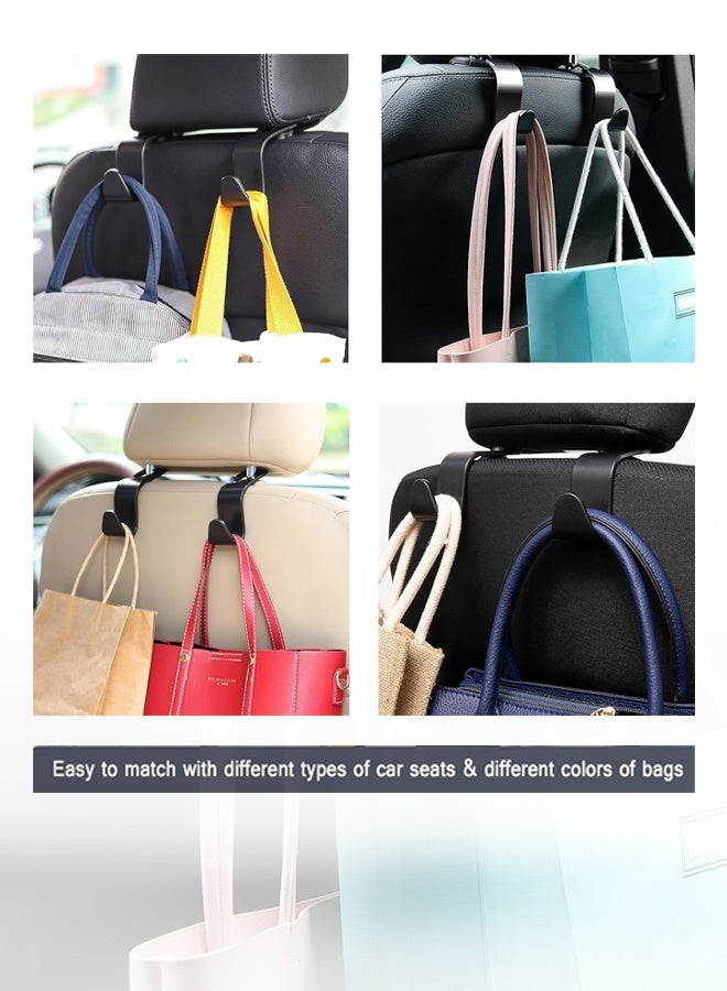 Car Seat Headrest Hooks 4 Pcs Hook Storage Organizer Universal Handbag Wallet Cover Fits Universal Vehicle Car Black S Type - Image 4