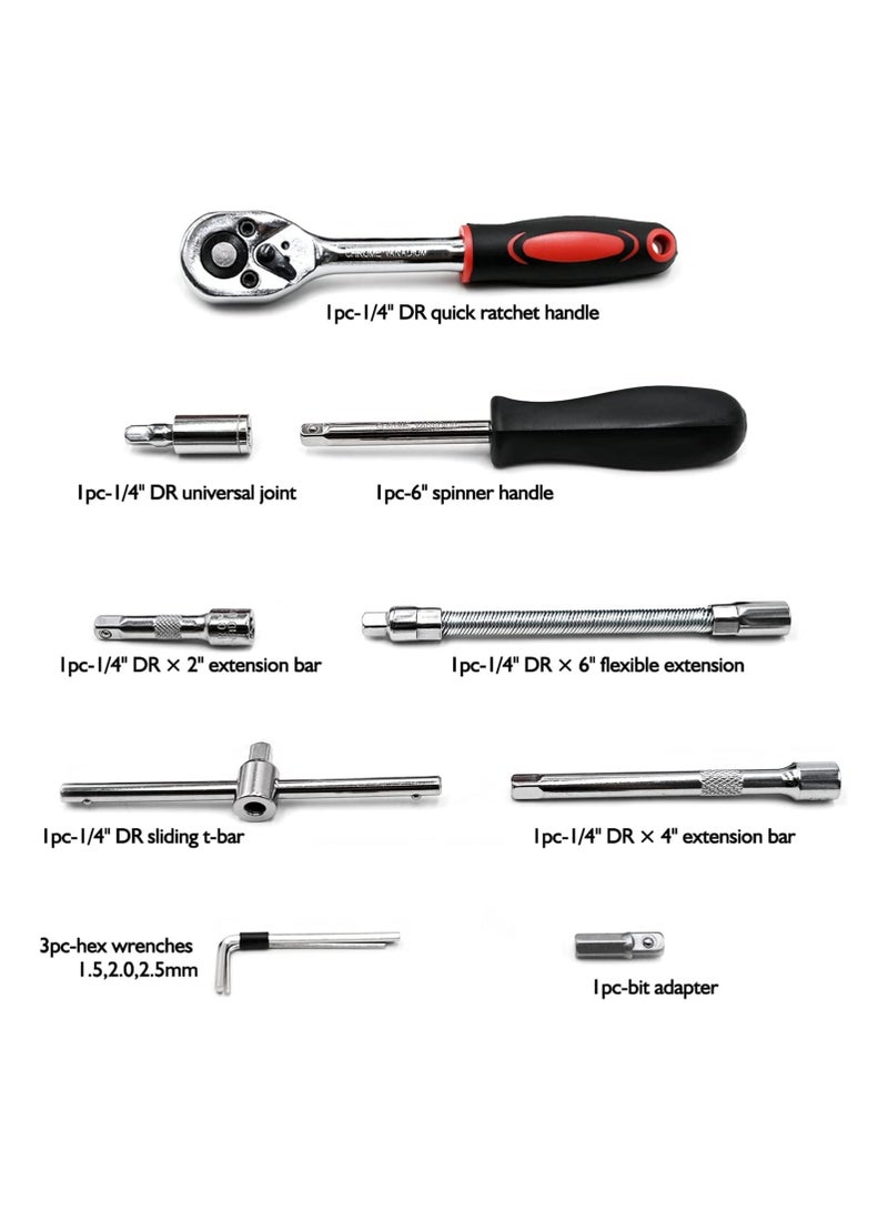 Zikra 46 Pcs Drive Socket Ratchet Wrench Set with Bit Socket Metric and Extension Bar for Auto Repairing Automobile Motorcycle Hardware Tool Combination Suit Household with Storage Case - Image 4