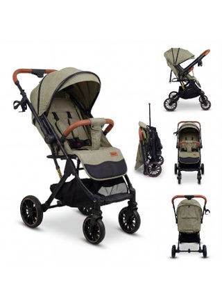 POPYPAPA Premium Baby Stroller - Lightweight Foldable Travel System with Reclining Seat, 5-Point Safety Harness & Large Storage Basket (Ages 0-3 Years)