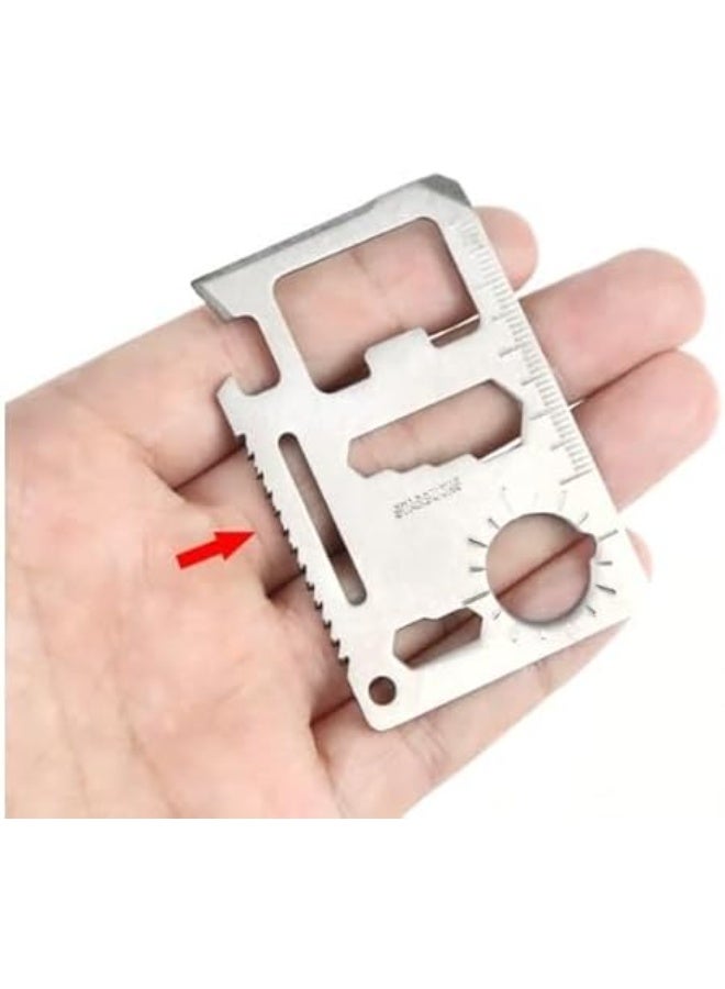 MySouqEg 11 in 1 Stainless Steel Credit Card Pocket versatile Tool -silver - Image 1