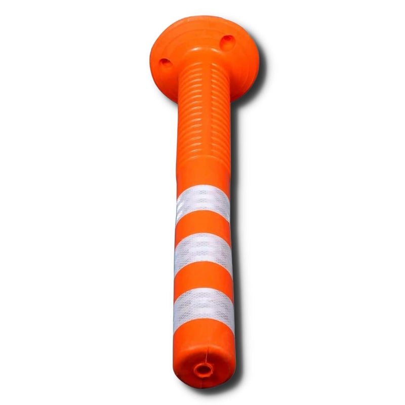 TheMujtaba Flexible Spring Parking Post Barrier High Grade Polyurethane Material With 3 White Reflective Tapes Easy To Install - Orange (Pack Of 3) - Image 2