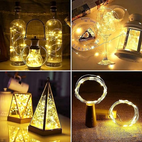 Desidiya Bottle Lights with Cork, Mini Copper Wire, 20 Led Battery Operated String Decorative Fairy Lights - Pack of 2 (Warm White) - 1 Meters - Image 2