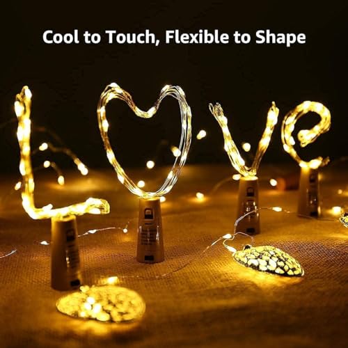 Desidiya Bottle Lights with Cork, Mini Copper Wire, 20 Led Battery Operated String Decorative Fairy Lights - Pack of 2 (Warm White) - 1 Meters - Image 3