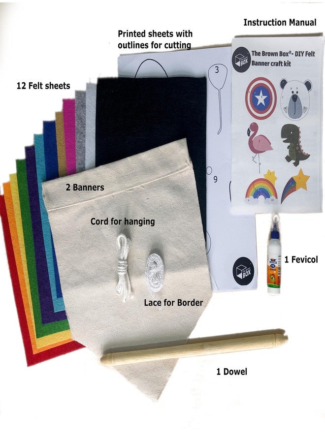 The brown box مجموعة أدوات الحرف اليدوية ذات الصندوق البني: مجموعة أدوات صنع لافتة من اللباد للأطفال مع 6 تصاميم - Image 2