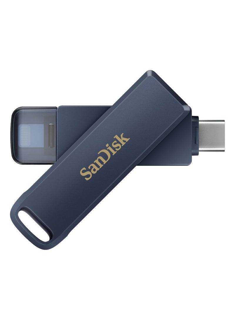 128GB Phone Drive for iPhone - The 2-in-1 USB for iPhone,iPad, and Computer - Flash Drive with Lightning and USB Type-C Connectors,Write Speed 120 MBps, Metallic Sky - SDIXD0N-128G-GN6NE - Image 1