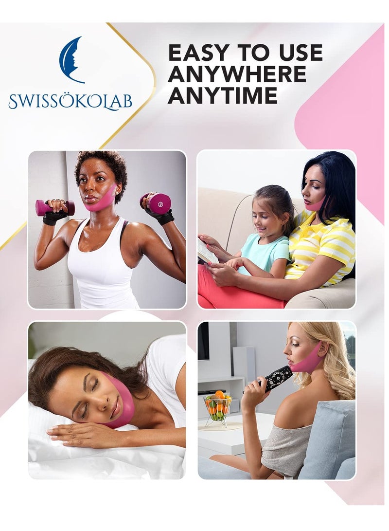 SWISSOKOLAB SWISSÖKOLAB V shape lifting up Face Mask Chin Up Patch Double Chin Reducer Chin Contour Tightening Firming Face Lift Tape Mask V-Line Neck Lifting Patches V Shaped Slimming Face Mask 5 pcs - Image 3