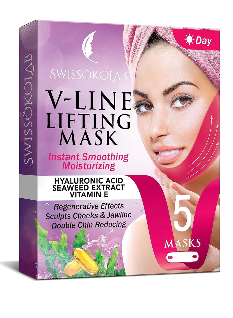 SWISSOKOLAB SWISSÖKOLAB V shape lifting up Face Mask Chin Up Patch Double Chin Reducer Chin Contour Tightening Firming Face Lift Tape Mask V-Line Neck Lifting Patches V Shaped Slimming Face Mask 5 pcs - Image 1
