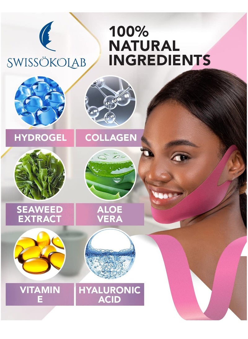 SWISSOKOLAB SWISSÖKOLAB V shape lifting up Face Mask Chin Up Patch Double Chin Reducer Chin Contour Tightening Firming Face Lift Tape Mask V-Line Neck Lifting Patches V Shaped Slimming Face Mask 5 pcs - Image 2
