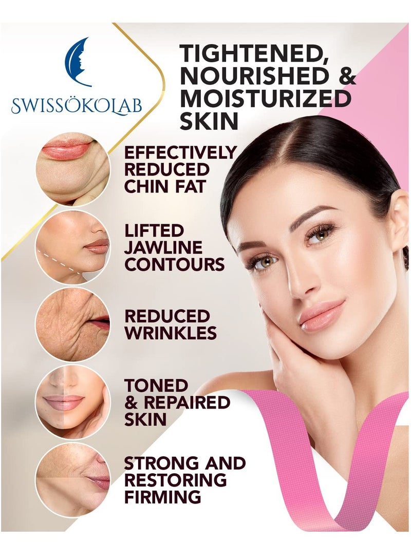 SWISSOKOLAB SWISSÖKOLAB V shape lifting up Face Mask Chin Up Patch Double Chin Reducer Chin Contour Tightening Firming Face Lift Tape Mask V-Line Neck Lifting Patches V Shaped Slimming Face Mask 5 pcs - Image 4