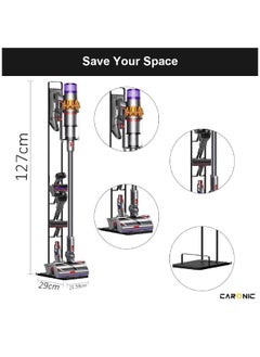 CARONIC Vacuum Cleaner Stand Holder with Wheels Compatible with Dyson V15 V11 V10 V8 V7 V6 Dreame T30 T20 V12 V11 V10, No Wall Drilling, Durable Metal Holder in Sleek Black  - Image 3