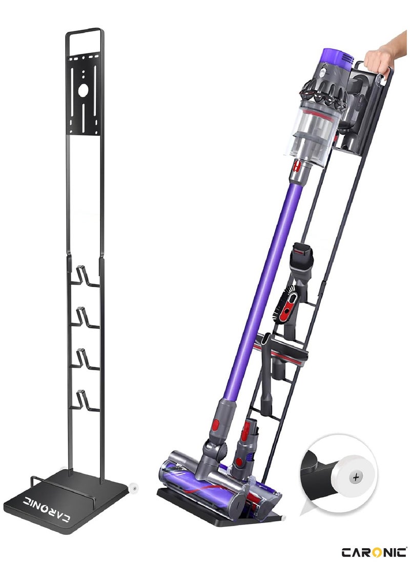 CARONIC Vacuum Cleaner Stand Holder with Wheels Compatible with Dyson V15 V11 V10 V8 V7 V6 Dreame T30 T20 V12 V11 V10, No Wall Drilling, Durable Metal Holder in Sleek Black  - Image 1