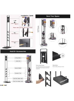 CARONIC Vacuum Cleaner Stand Holder with Wheels Compatible with Dyson V15 V11 V10 V8 V7 V6 Dreame T30 T20 V12 V11 V10, No Wall Drilling, Durable Metal Holder in Sleek Black  - Image 5