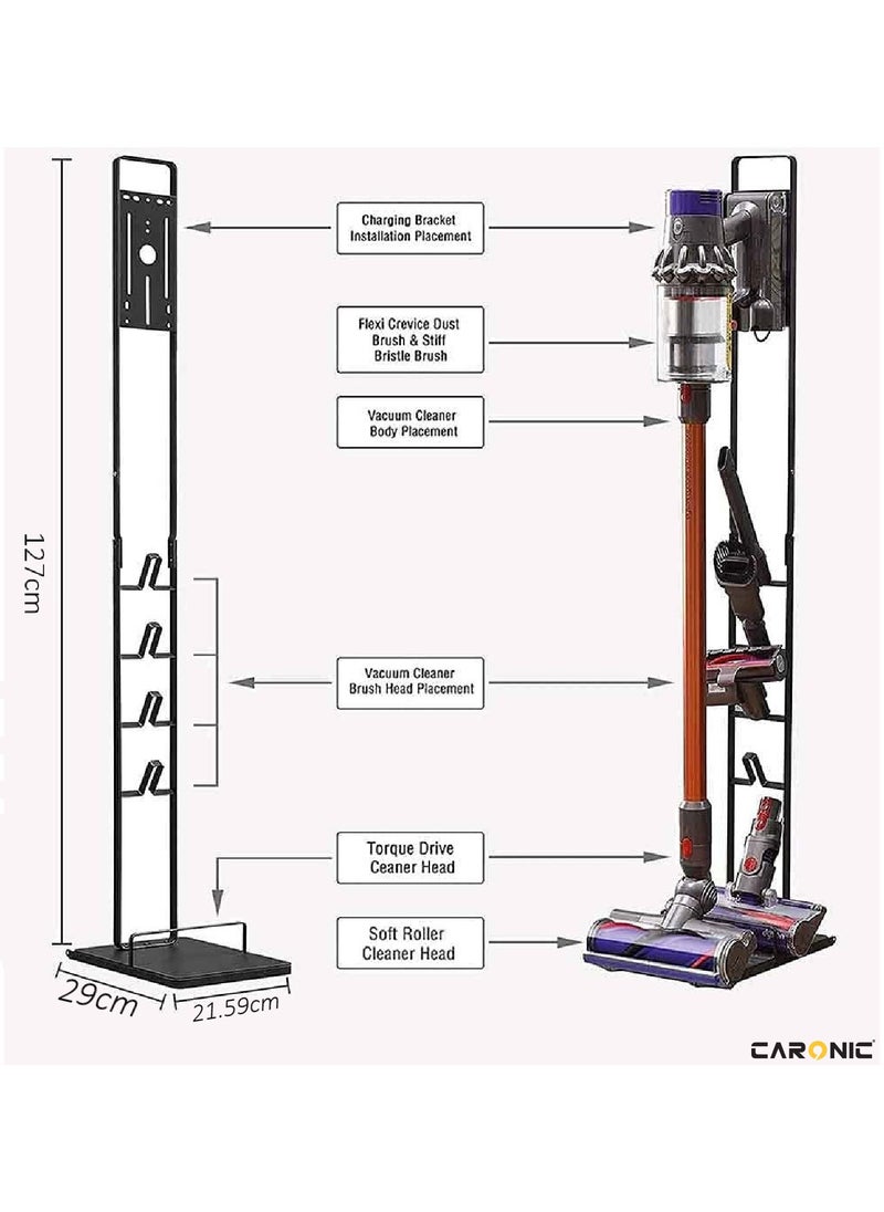CARONIC Vacuum Cleaner Stand Holder with Wheels Compatible with Dyson V15 V11 V10 V8 V7 V6 Dreame T30 T20 V12 V11 V10, No Wall Drilling, Durable Metal Holder in Sleek Black  - Image 2